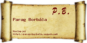Parag Borbála névjegykártya
